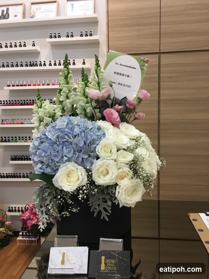 Floral arrangement in nail salon