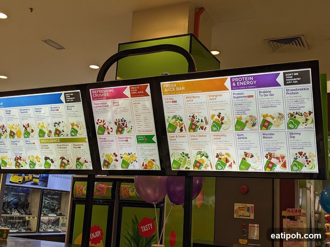 Juice Bar Menu Display