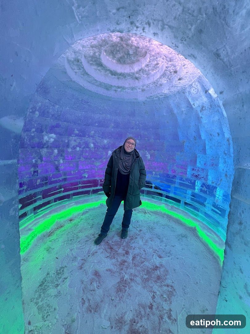 Person in Ice Tunnel