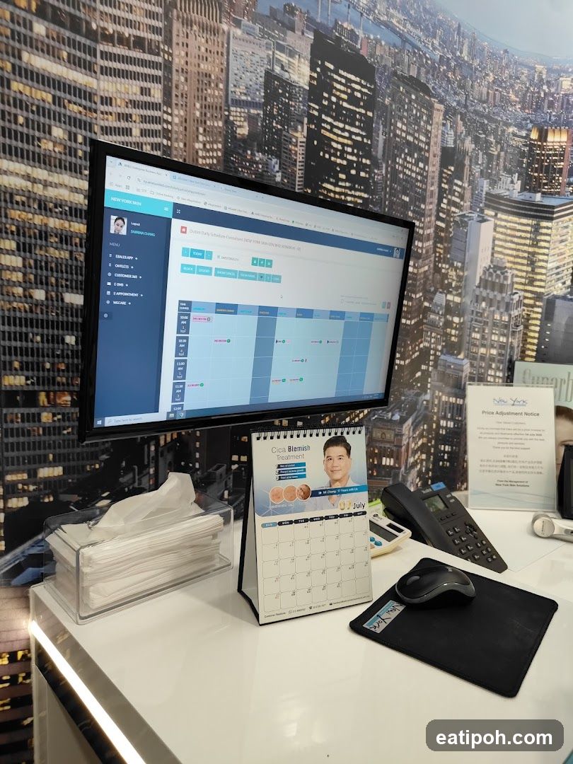 Office Desk with City Wallpaper