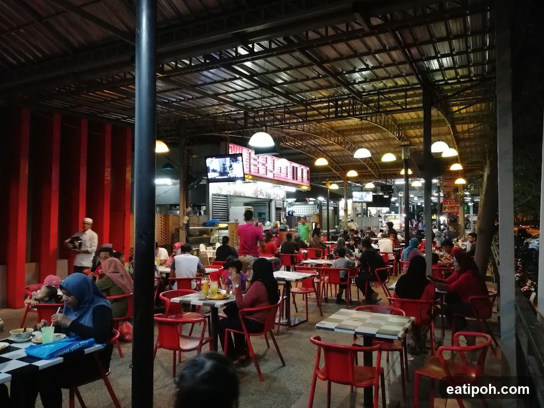 Indoor dining area at night