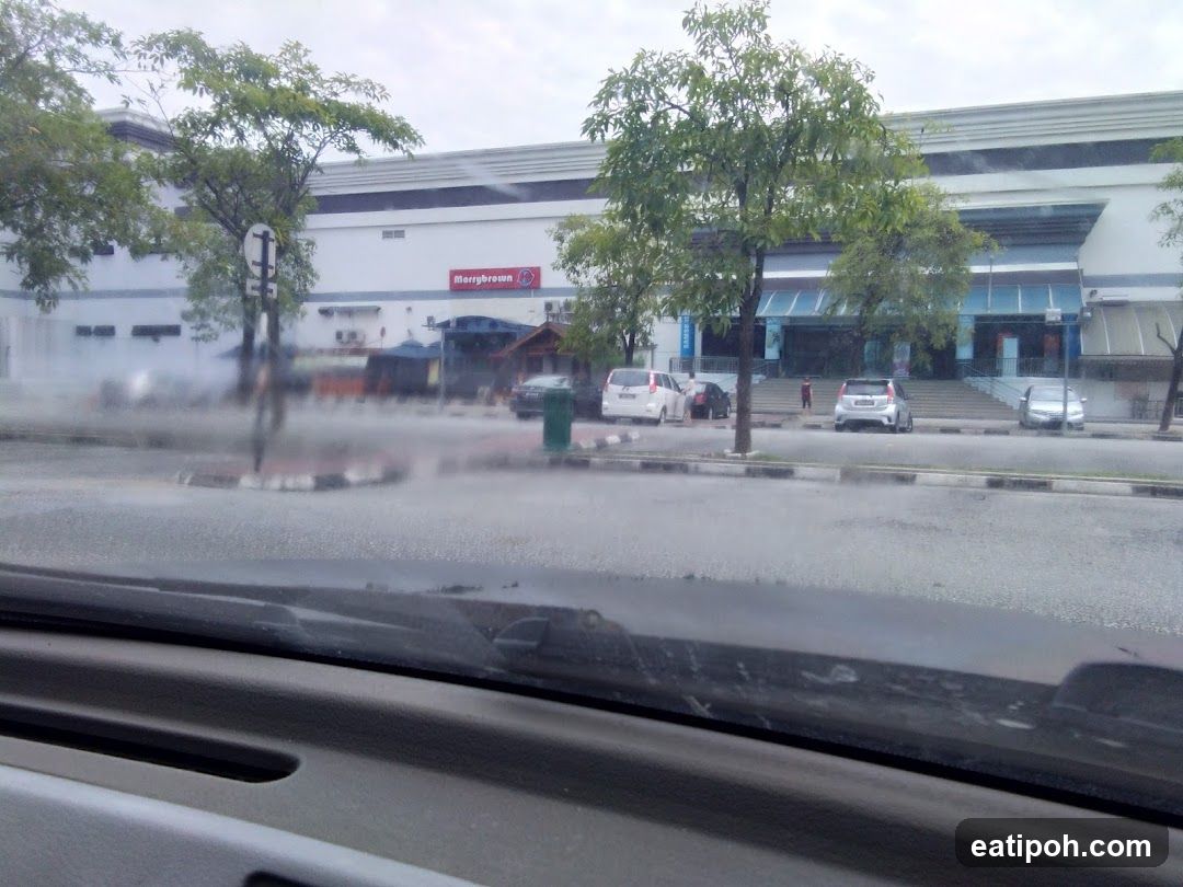 View from Car Window on Rainy Day