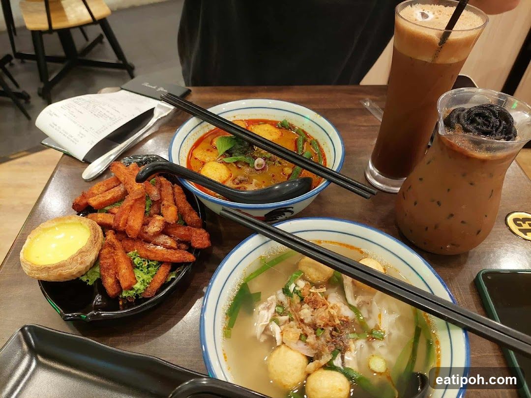 Table with food and drinks