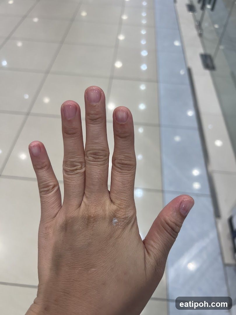 Hand in indoor setting
