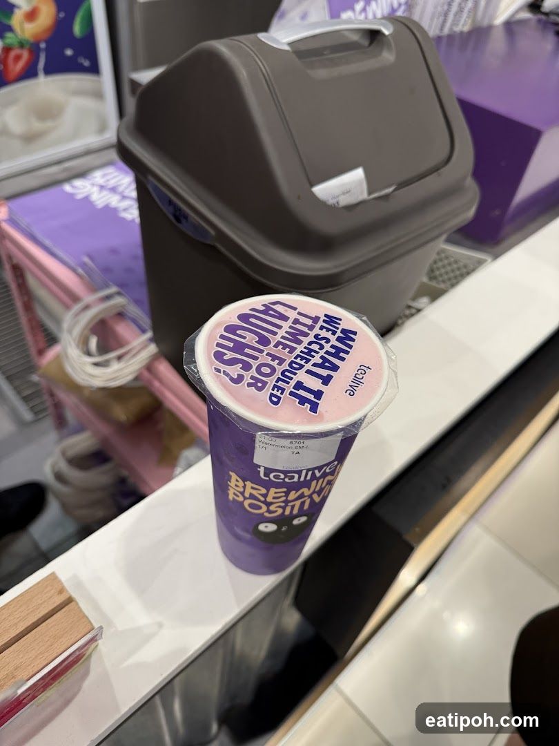 Tealive Beverage Cup on Counter