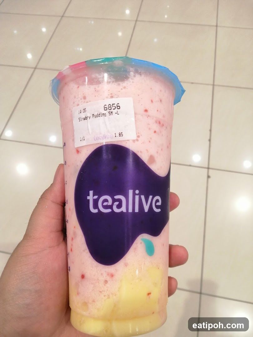 Tealive Strawberry Pudding Drink