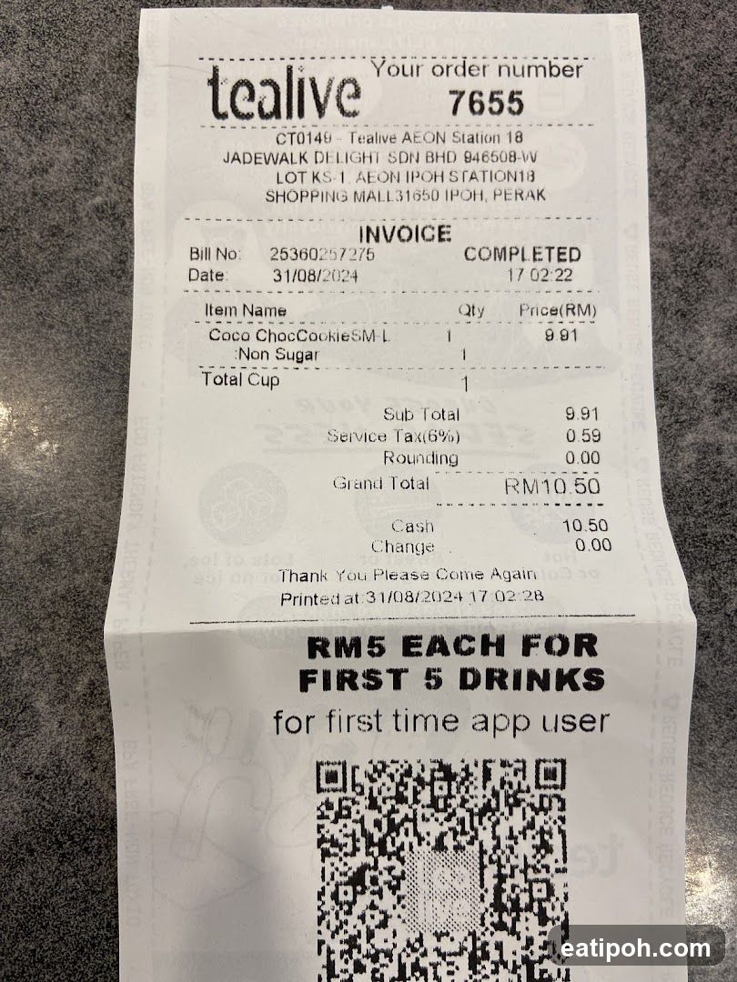 Tealive Receipt