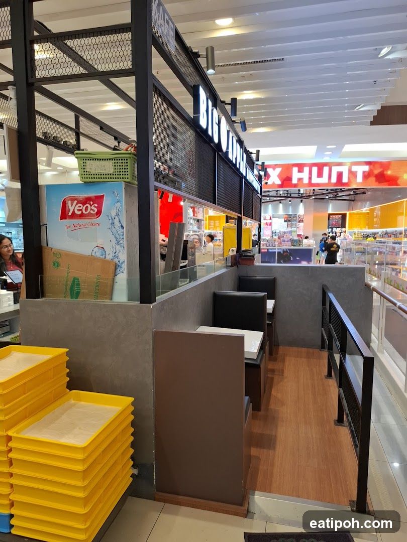 Interior of shopping mall food court area