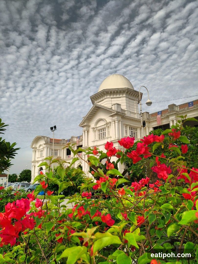 Building with Flowering Plants in Foreground