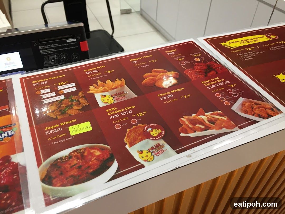 Jinjak Chicken Menu Board