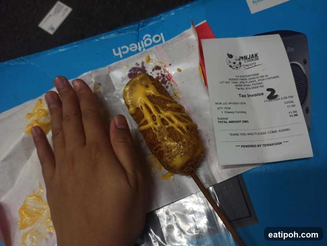 Cheesy Corndog with Receipt