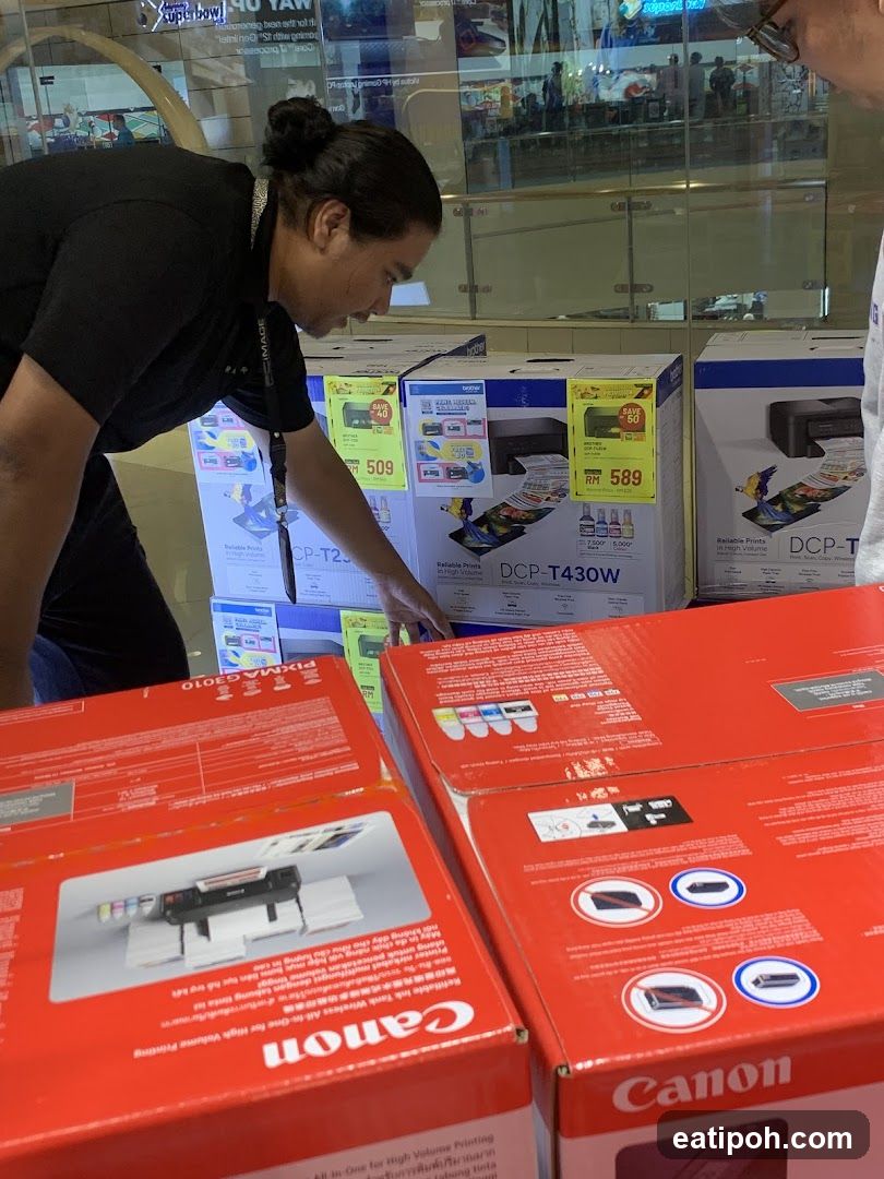 Store Interior with Printer Displays