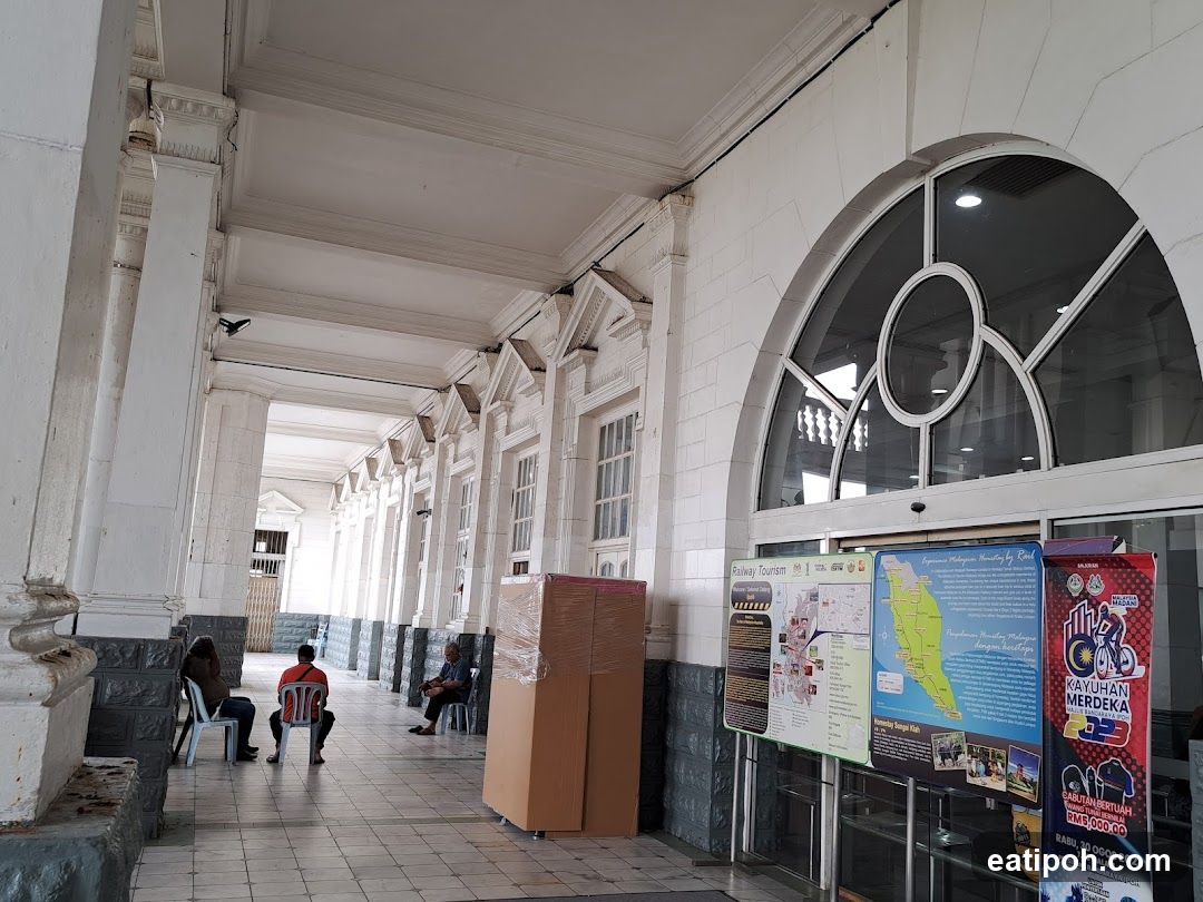 Interior of a historic building with promotional displays