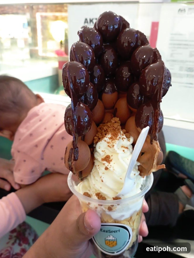 Handheld Dessert with Chocolate-Waffle Topping