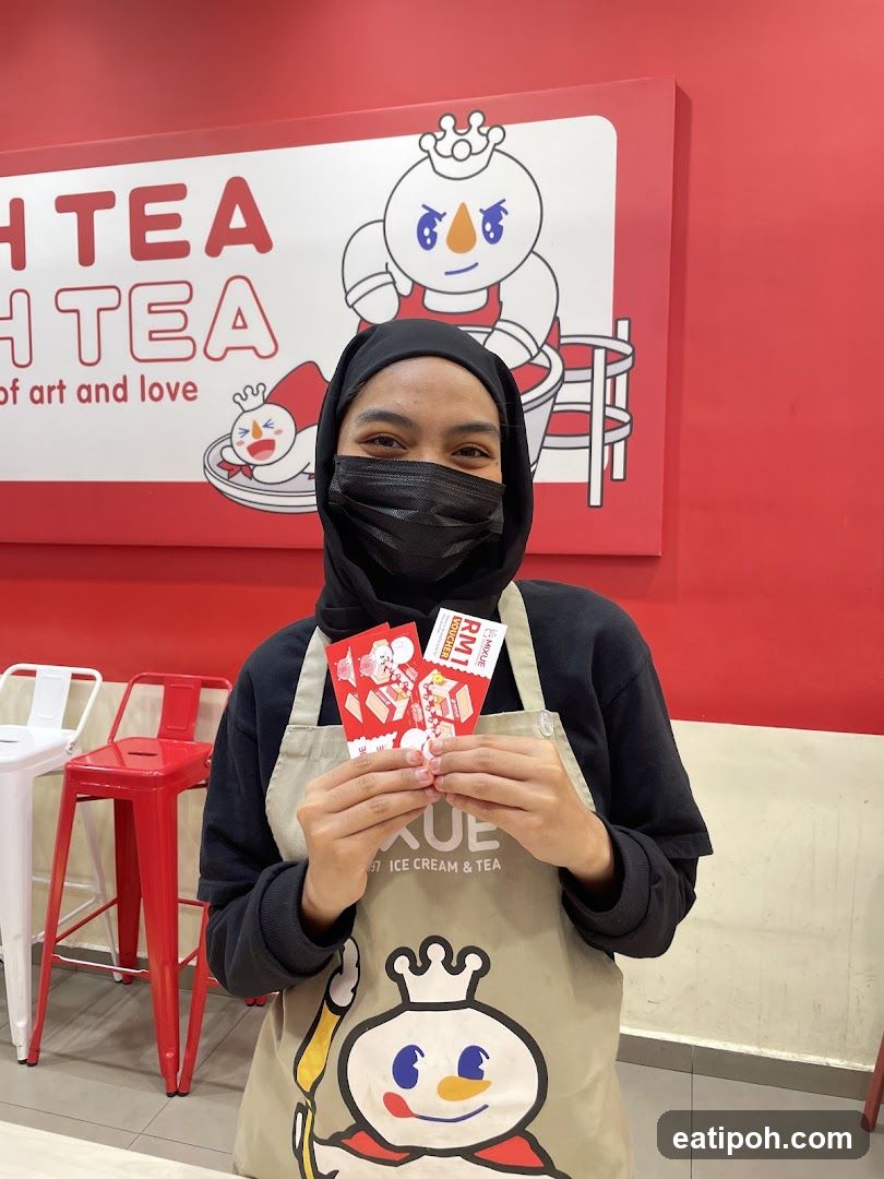Staff holding promotional cards