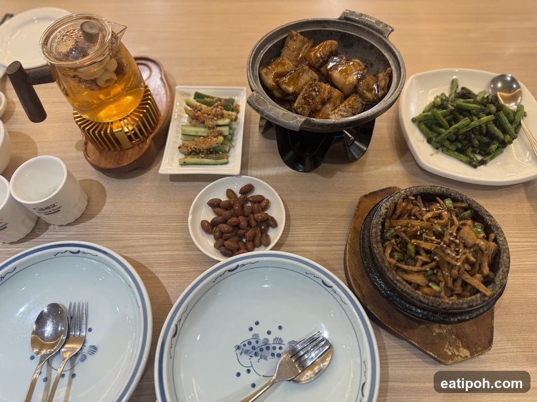 Dining Table with Food and Drink