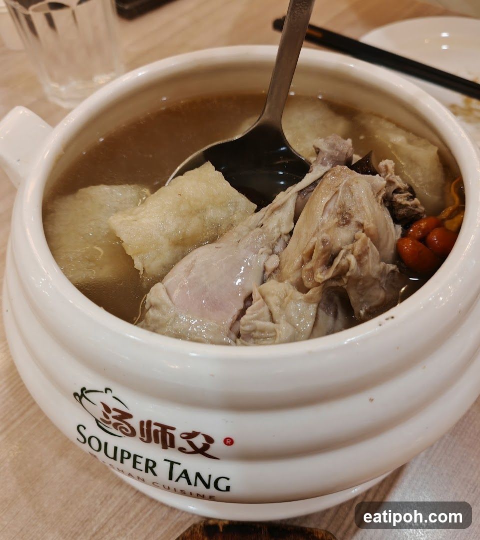 Soup in ceramic pot