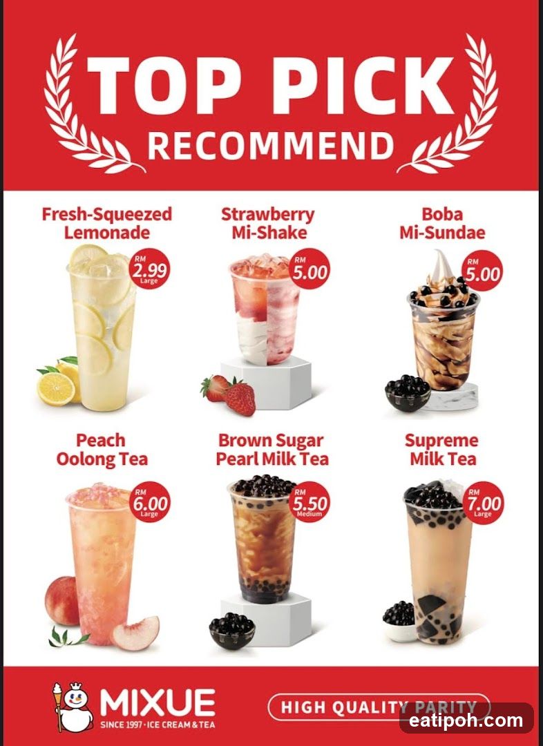 Mixue Top Pick Recommend Menu Poster