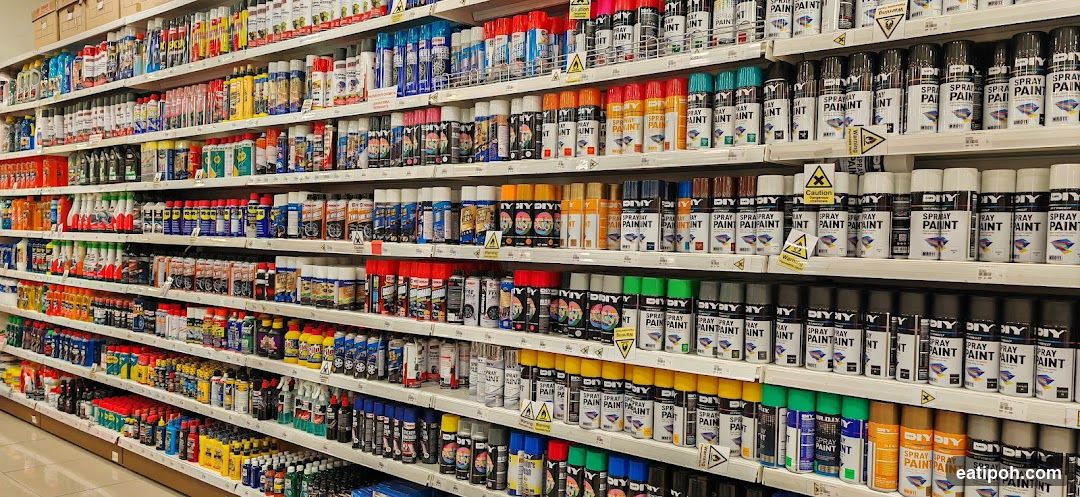 Store aisle with spray paint products