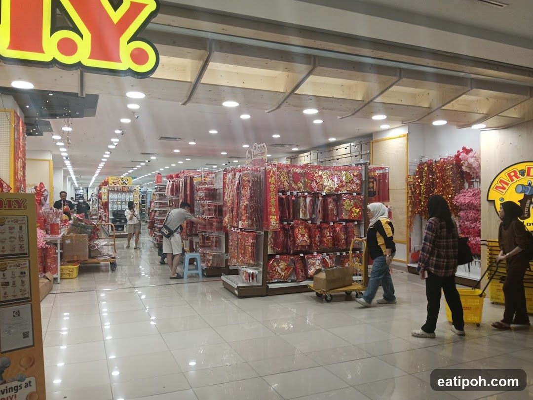 Interior of DIY store during festive season