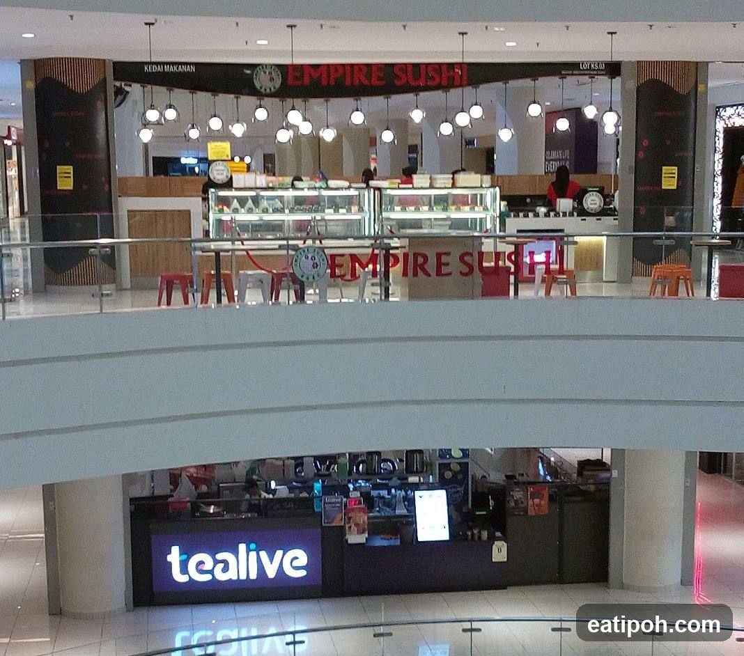 Interior view of multi-level shopping mall