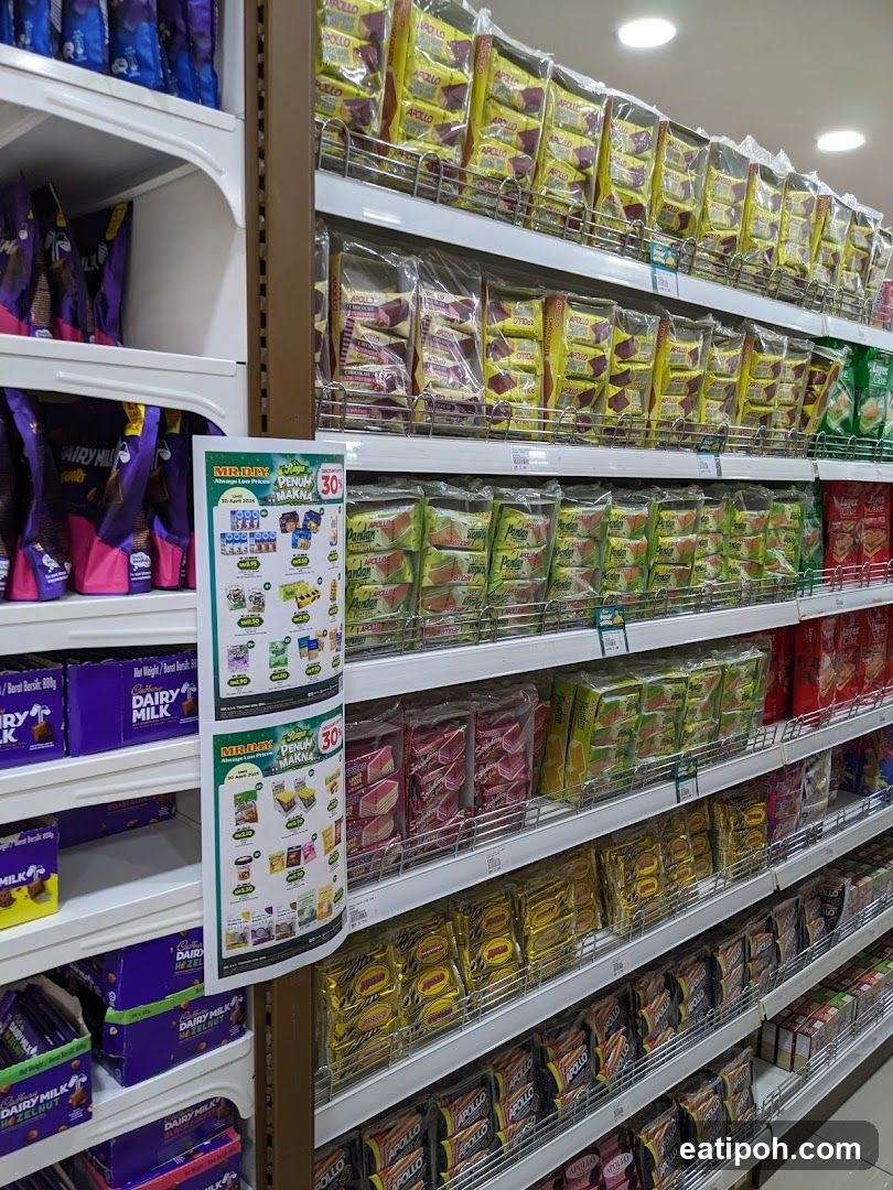Supermarket aisle with confectionery products