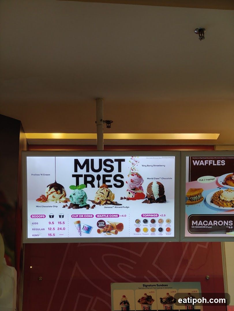 Baskin-Robbins Menu Display