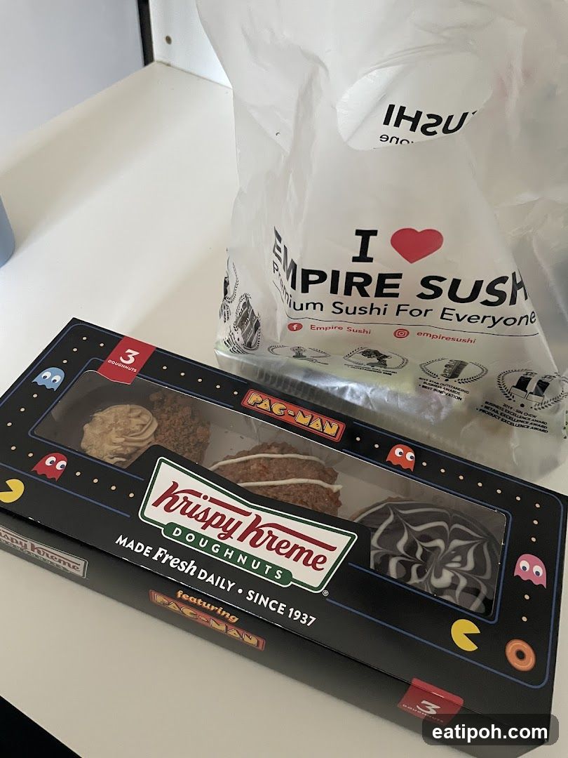 Krispy Kreme Doughnuts and Empire Sushi Bag