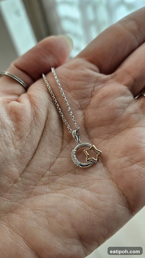 Hand holding necklace