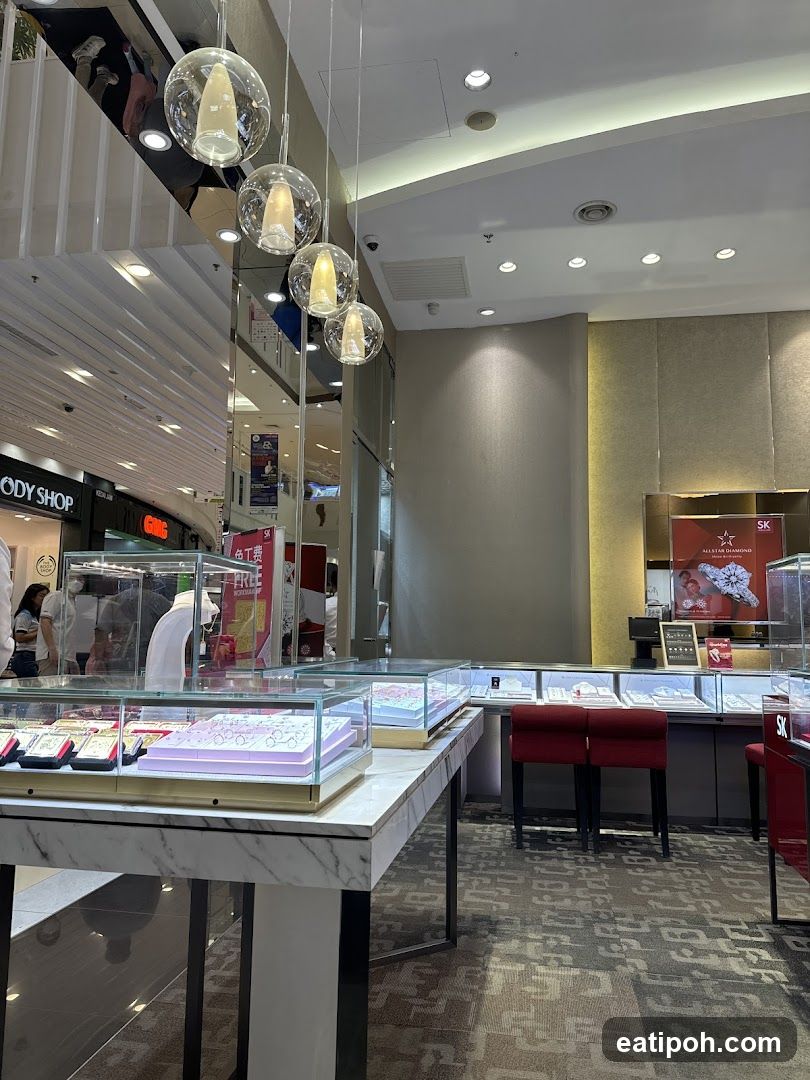 Interior of a jewelry store in shopping mall