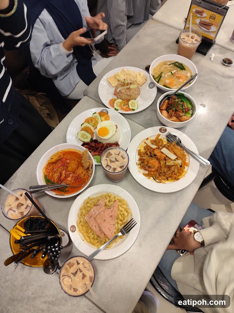Dining Table with Food and People
