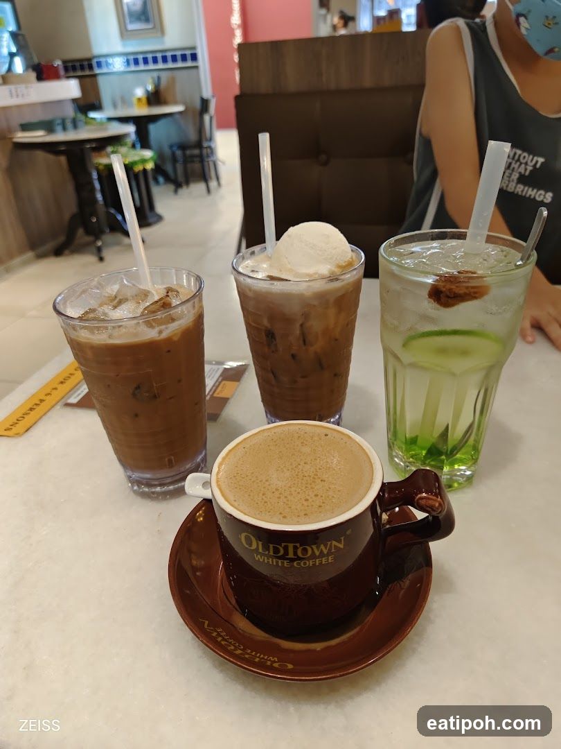 Coffee beverages at a café