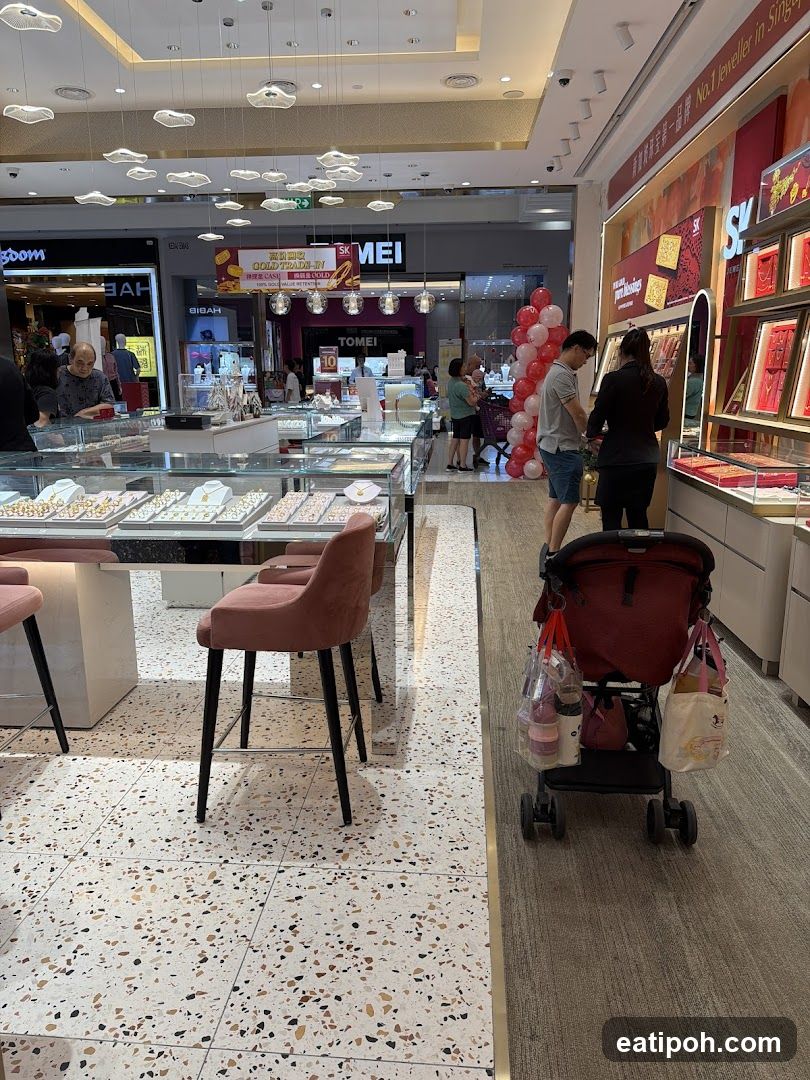 Interior of shopping mall jewelry store