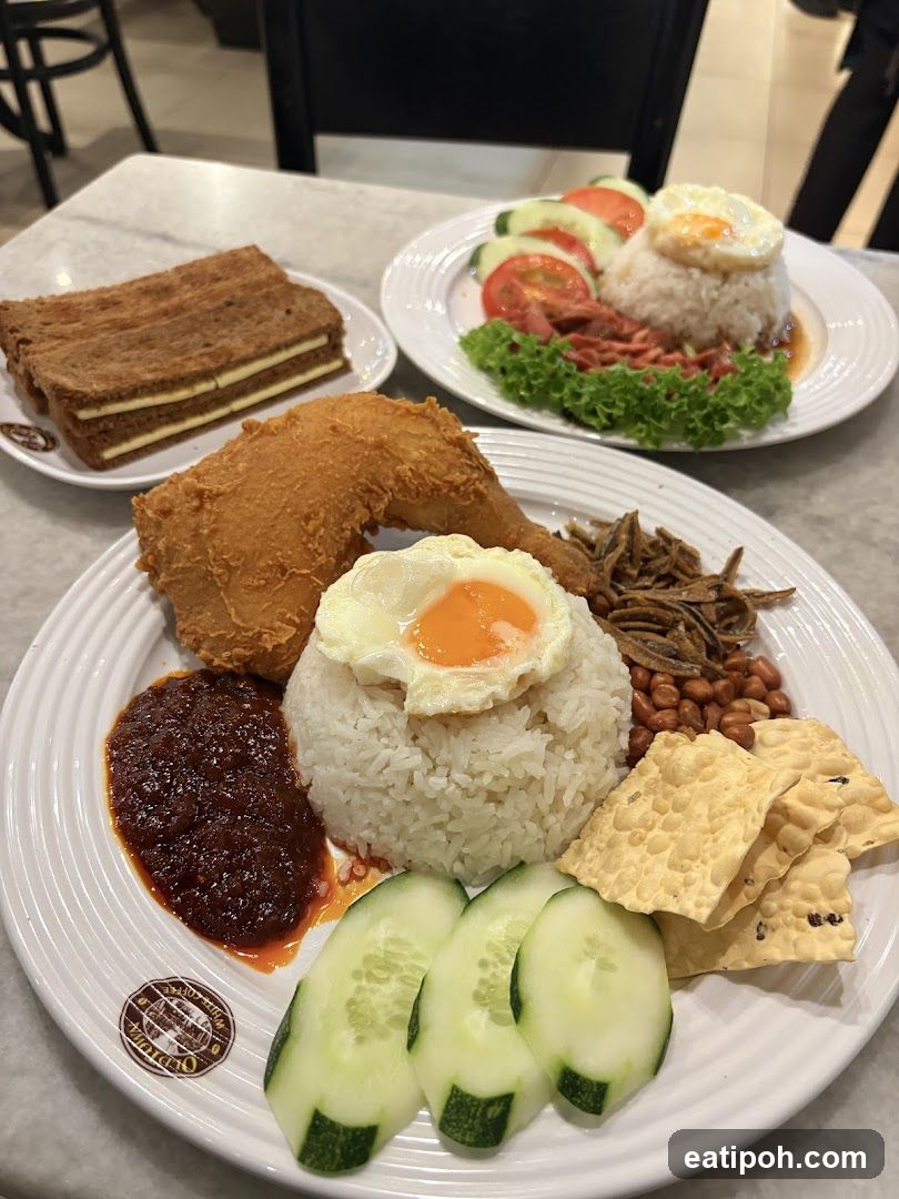 Food served in restaurant interior