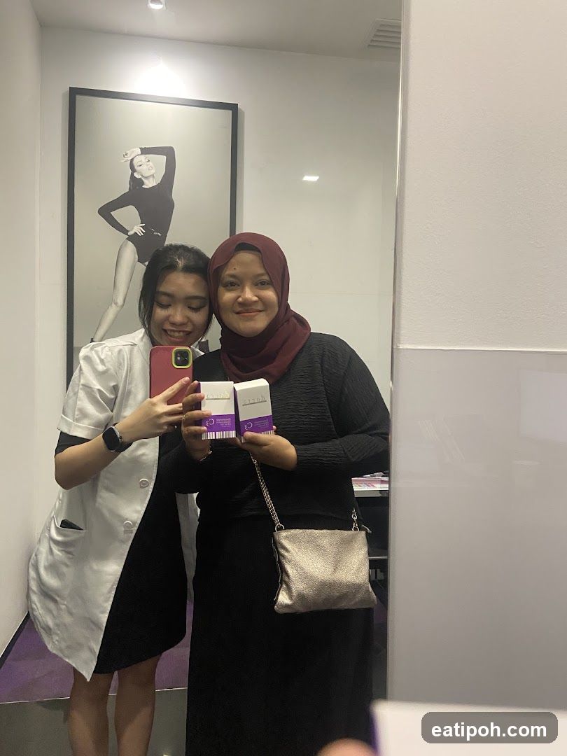 Two women in a medical or cosmetic clinic interior