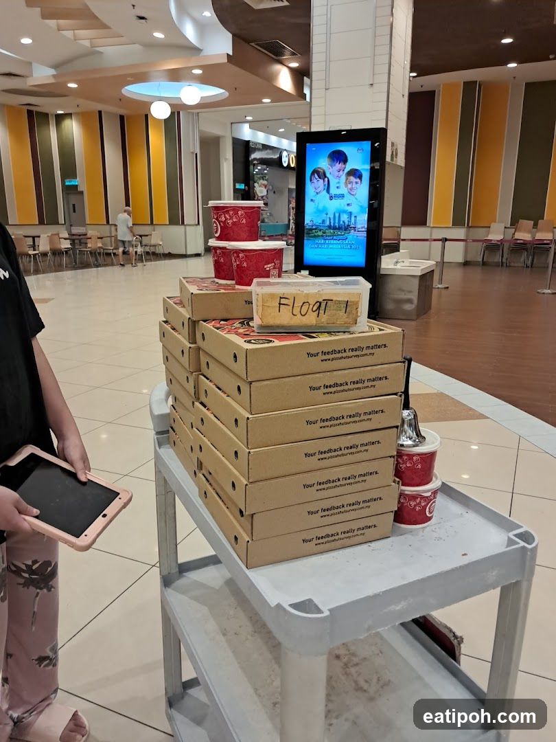 Food Delivery Cart in Mall Interior