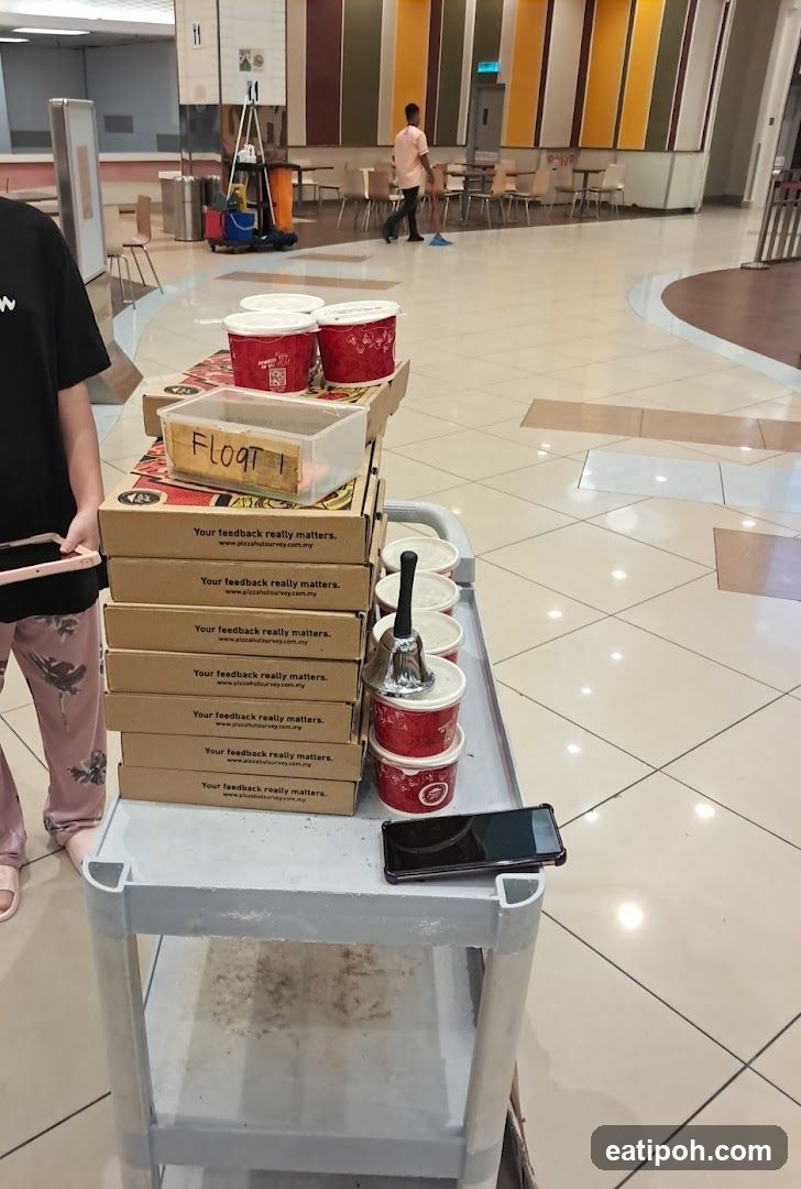 Food Delivery Cart in Mall Interior
