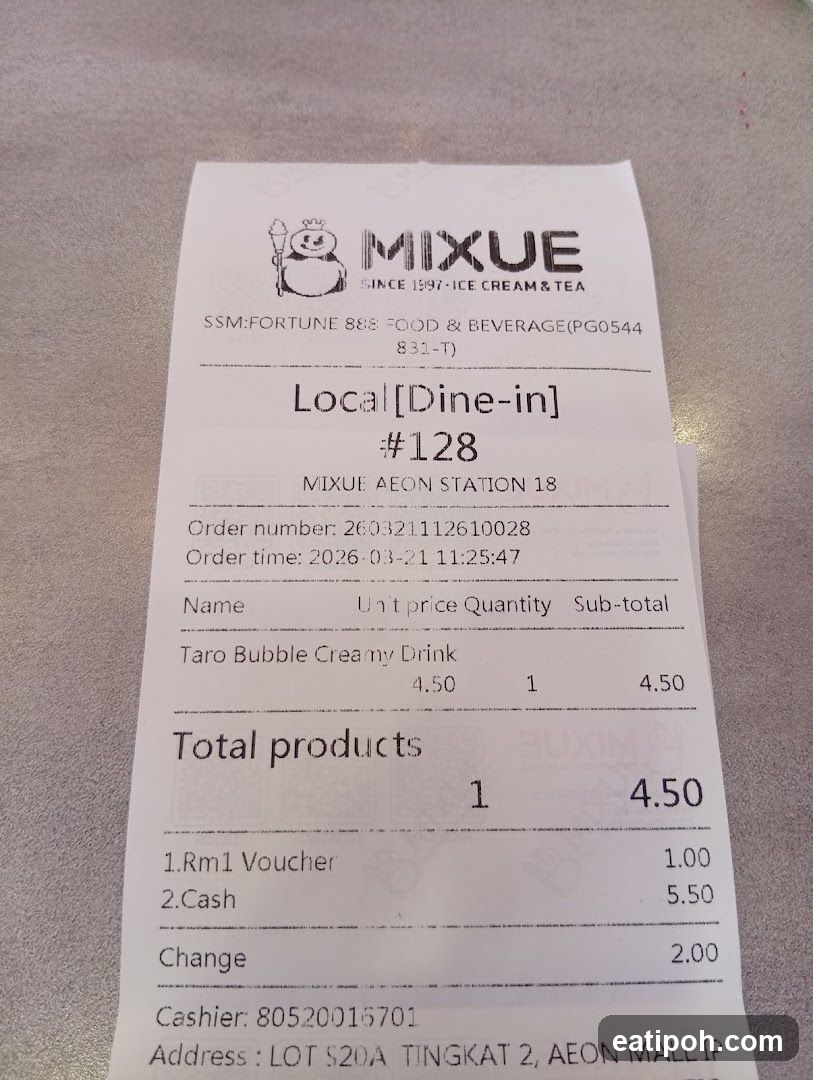 Mixue Receipt