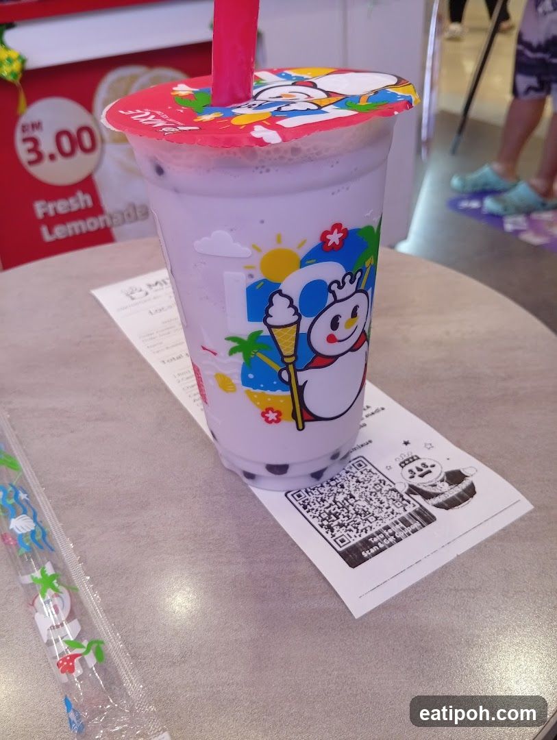Boba Tea Cup with QR Code and Menu Paper