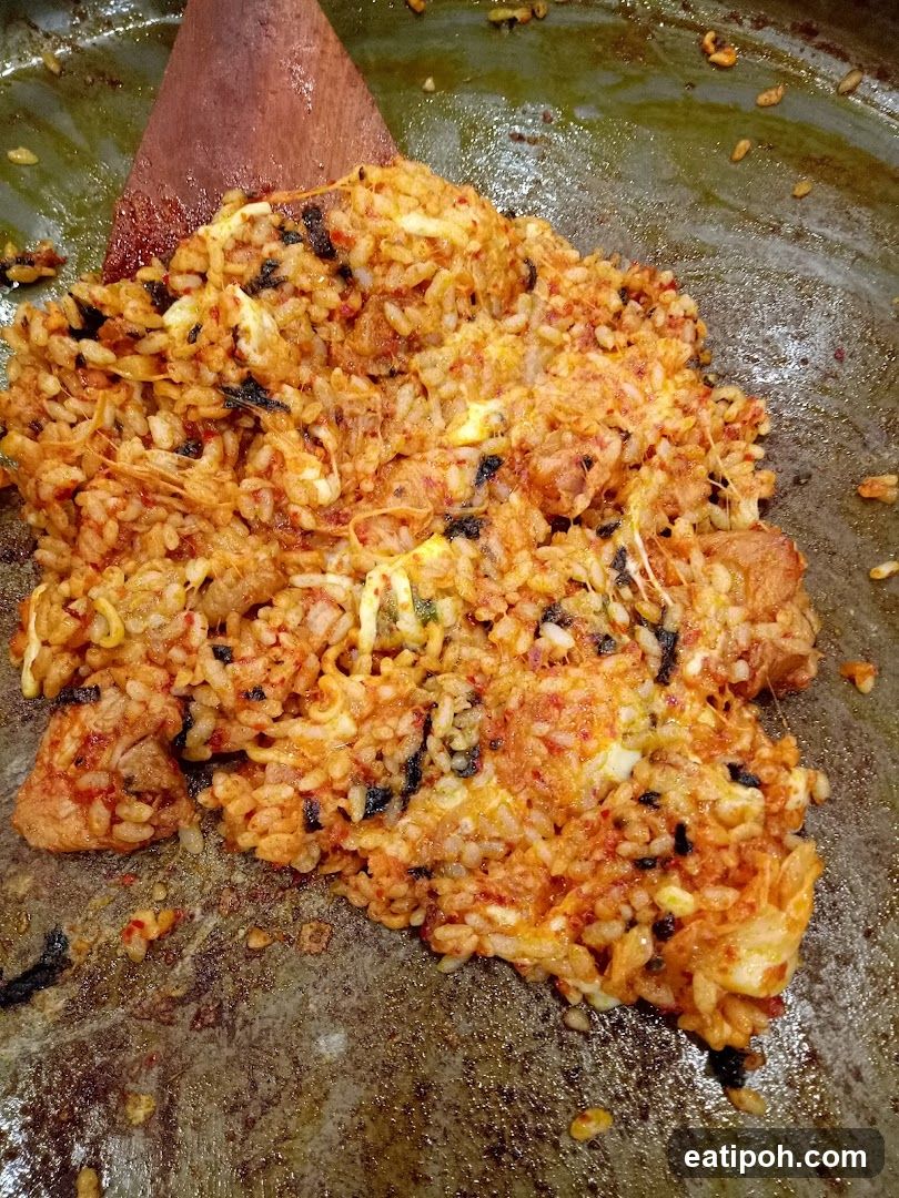 Cooked rice dish in pan