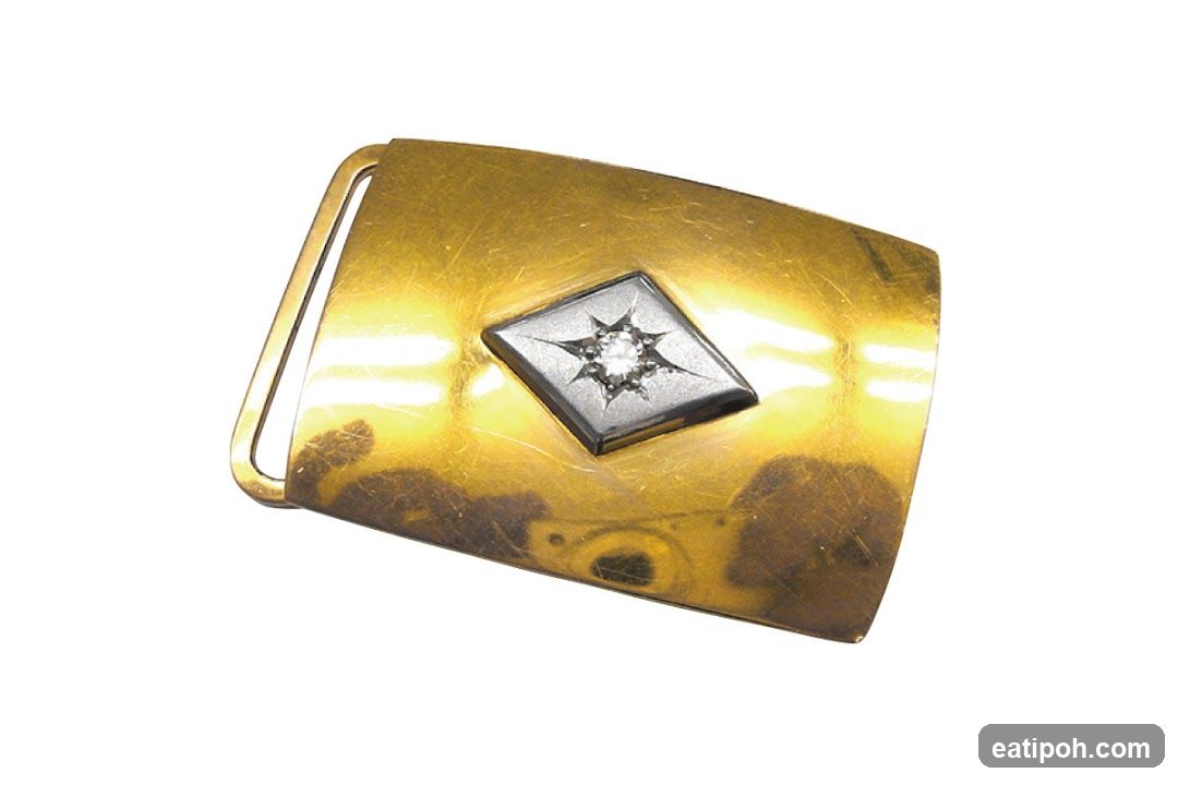 Gold Belt Buckle with Diamond Accent