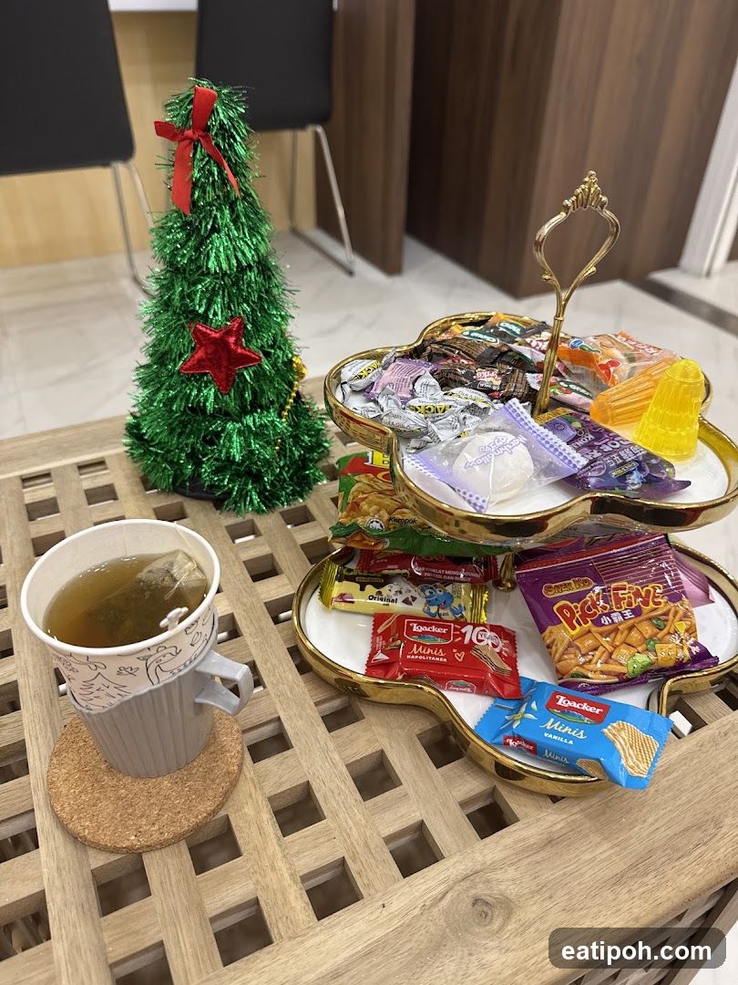 Table with snacks and tea