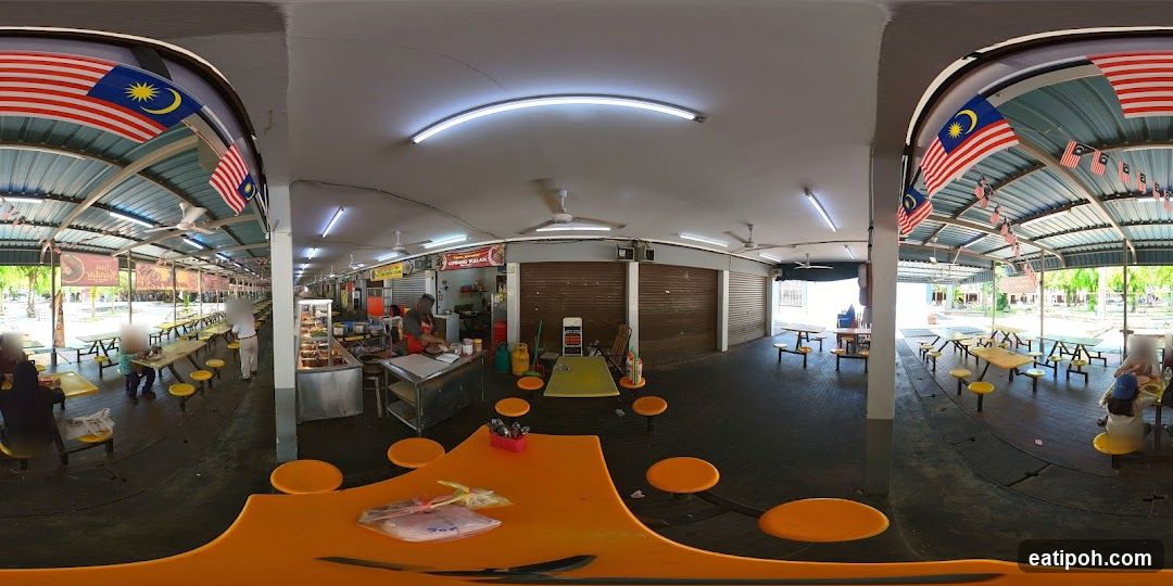 Food court interior with Malaysian flags