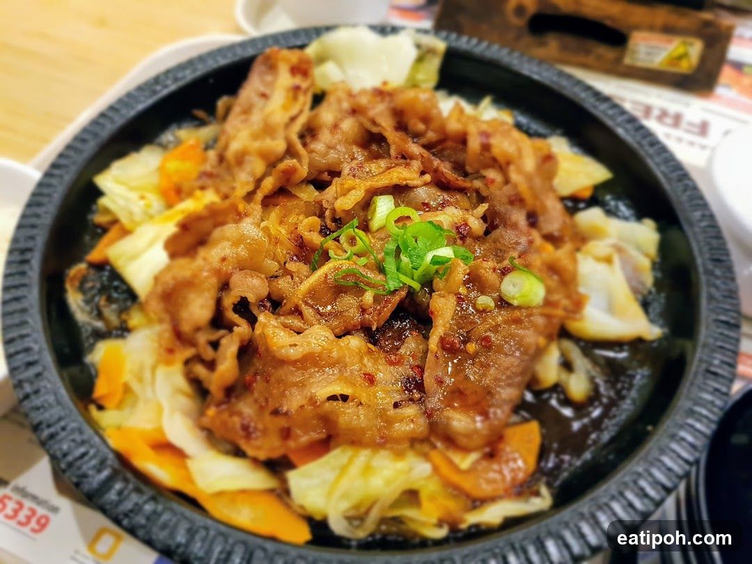 Food dish in a black stone bowl
