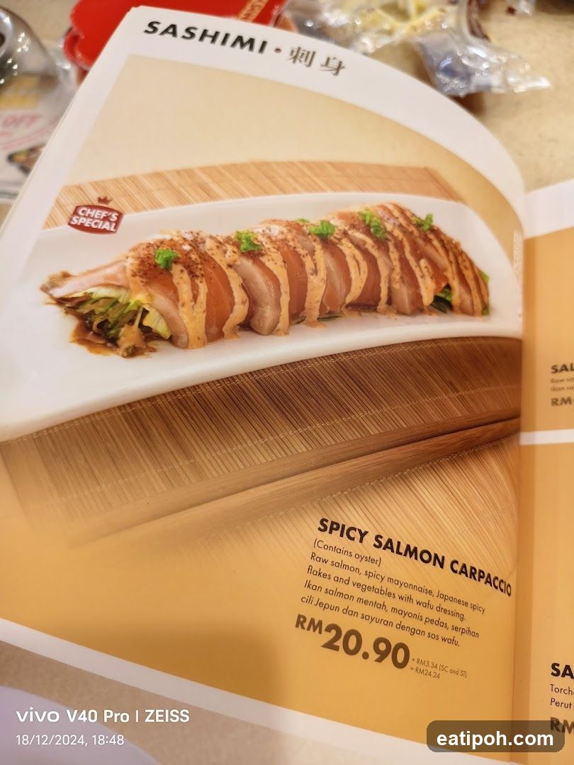 Sashimi Menu Page
