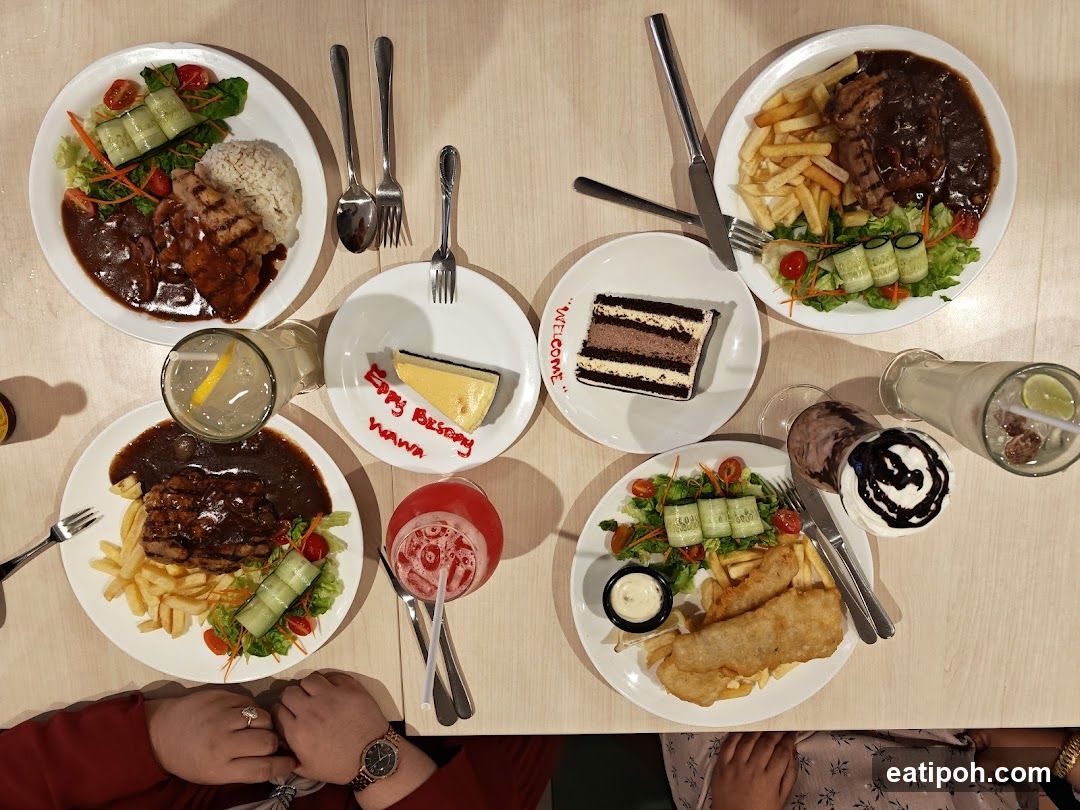 Dining Table with Food and Drinks