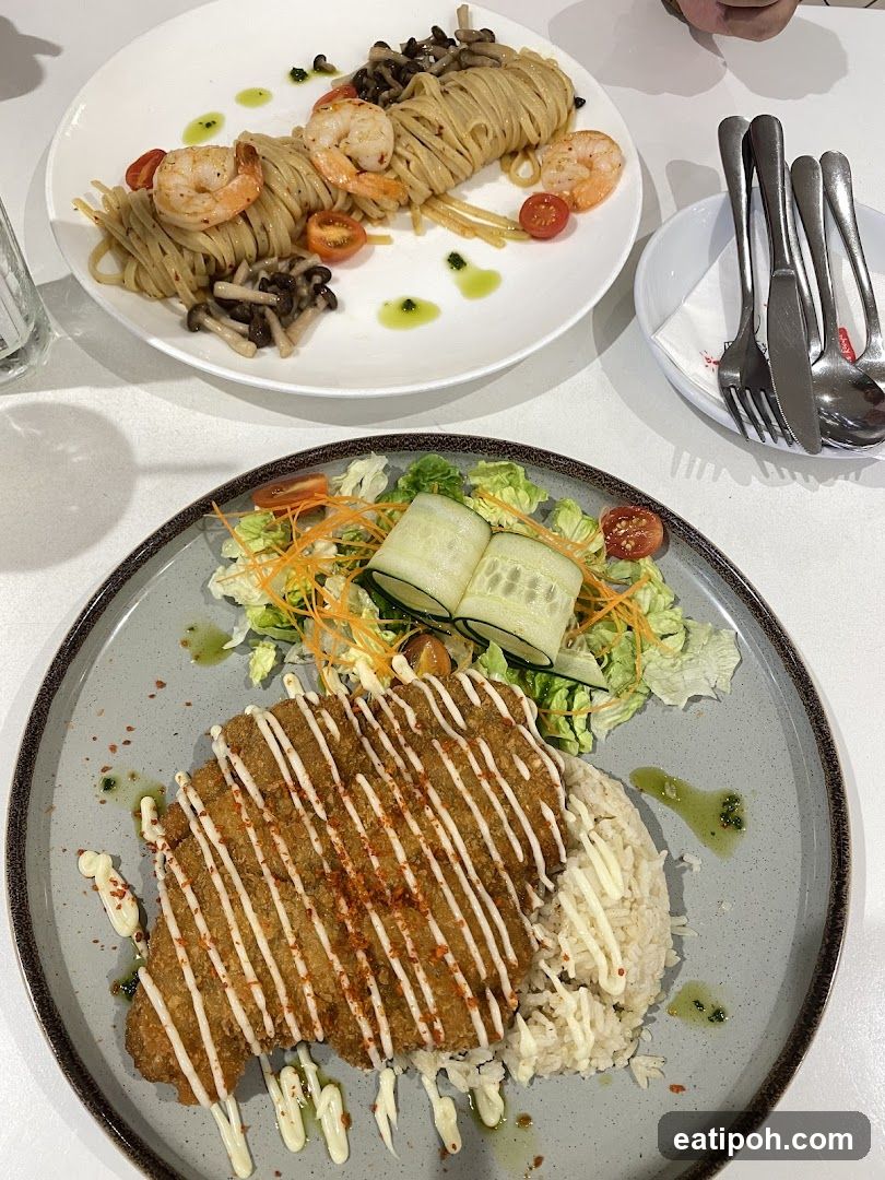 Dining Table with Food Plates