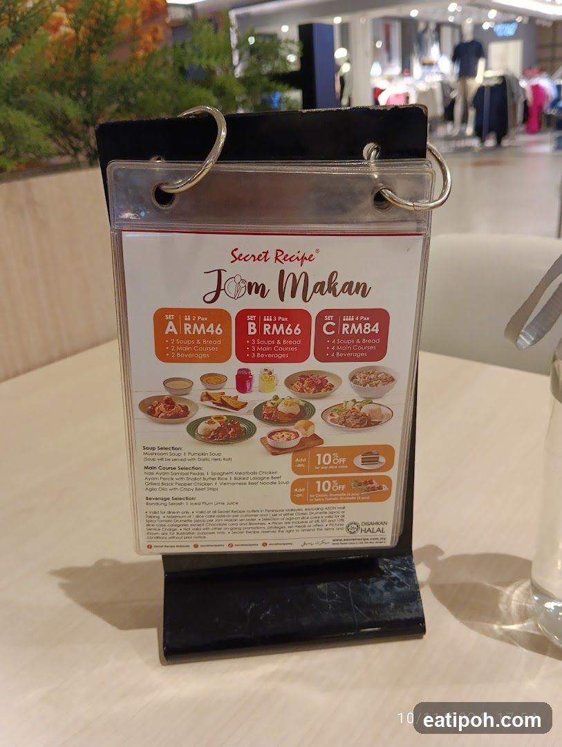 Secret Recipe Jom Makan Menu