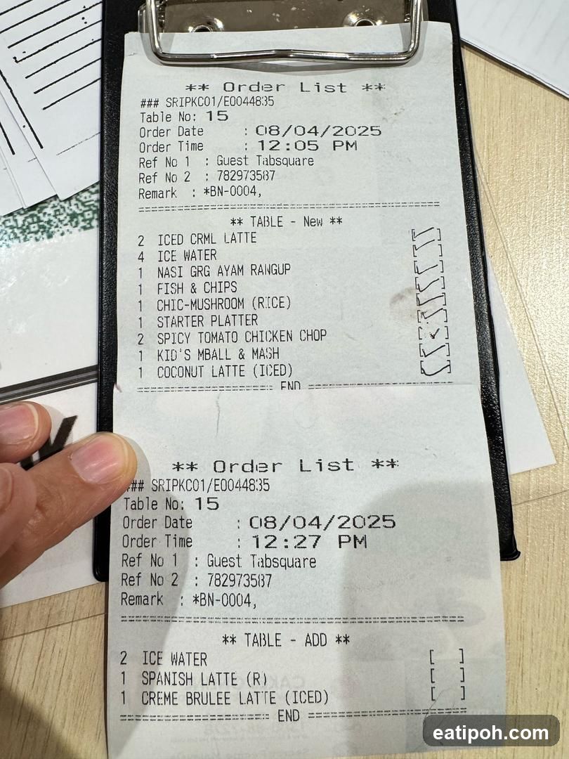 Restaurant Order Receipts