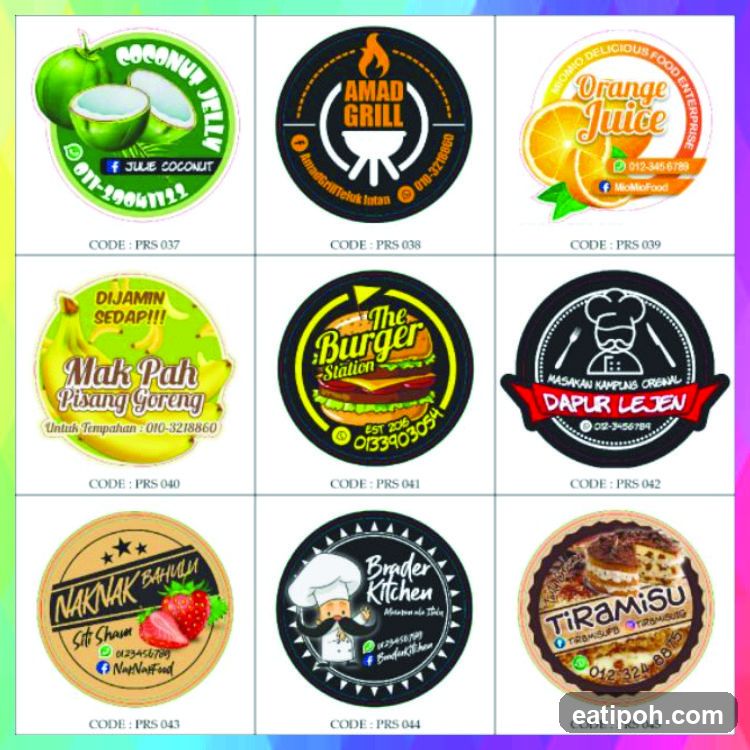 Branded Food Business Logos and Contact Labels